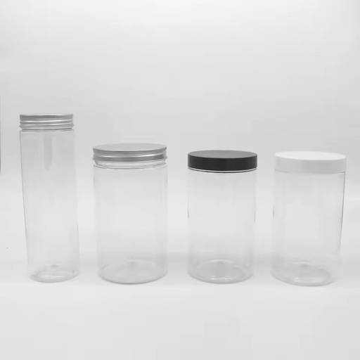 Factory Price High Quality Clear PET Tins Food Grade Plastic Candy Tins with clear Aluminum Colored LIDS