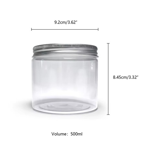 Clear PET Cosmetics Plastic Packaging Cosmetics Container Face Cream Body Butter Skin Care Jar Aluminum Silver Lid