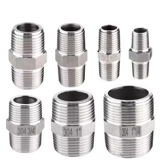 High Quality 316 Stainless Steel Polished Forged High Pressure Dual 3/4" NPT 1/8"-4" Hex Nipples MSS SP-83