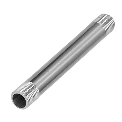 Stainless Steel Pipe Fittings 1.25in Length Nipple Cast Pipe Threaded High Pressure Compatible DN15 Model Corrosion-resistant