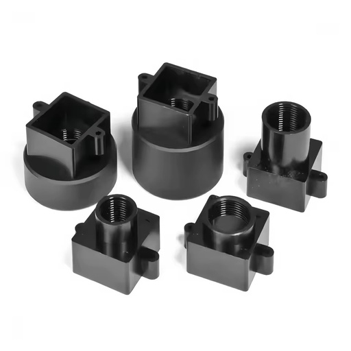 CNC Machined Aluminum Mount Block Precision Threaded Flange Base Custom Black Anodized Part for Auto Machinery Equipment