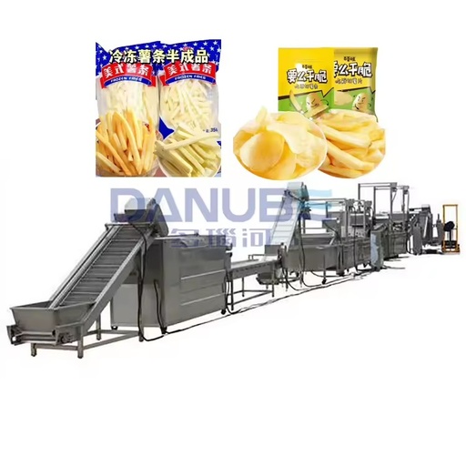 One-Stop Solution Complete 500kgh Fully Automatic Frozen French Fries Production Line Potato Chips Maker
