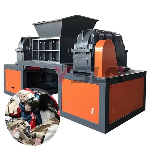 Industry Waste Recycling Plant Double Shaft Automatic Shredder Machine Gearbox for Old Cloth Plastic Scrap Metal Organic Waste