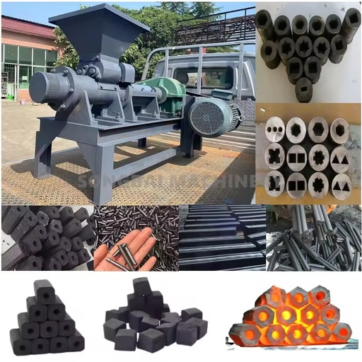 Charcoal/ Coal Briquette Making Machine Charcoal Rod Forming Equipment Hexagon Briquettes for BBQ