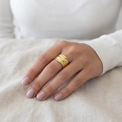 2022 Trendy 18k Gold Plated 316 Stainless Steel Irregular Shape Women Ring Jewelry for Women Gift