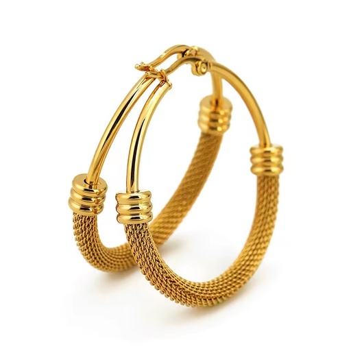 Daily Wear Stainless Steel Simple Design Women's Gold Plating Hoop Earrings