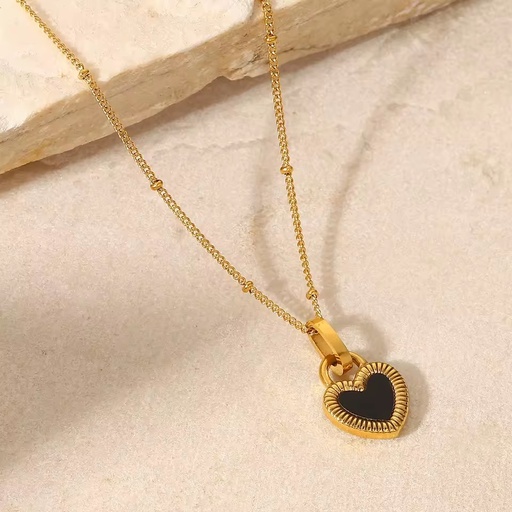 New Trendy Double Sided Heart Shape Pendant Stainless Steel Necklace for Ladies
