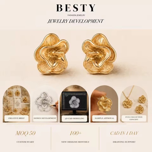 Gold Tone Layered Bloom Stud Earrings Fashion Earrings Earrings Jewelry Women Fashion Jewelry Women Accessories