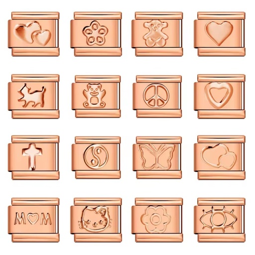 DIY Italian Charm Bracelet Rose Gold Titanium Steel Stamping Pattern