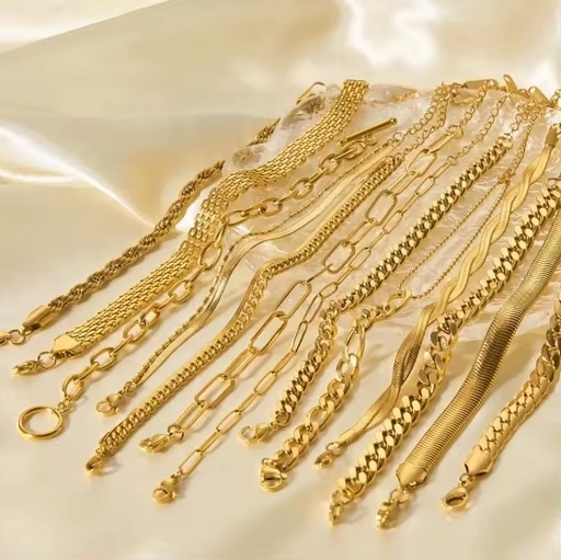 Customizable 18K Gold Plated Chain Bracelet Fashion Jewelry Waterproof Minimalist Link Chain Stainless Steel Bracelet for Women
