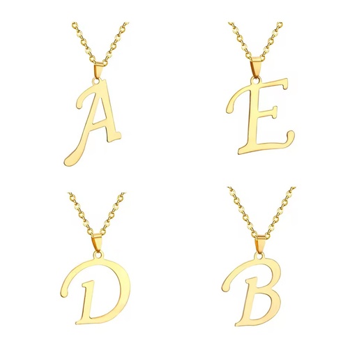Custom Asonsteel Latest Design a Shape Stainless Steel Chain 18K PVD Gold Plated Pendant Necklace Antiallergic Initial Necklace