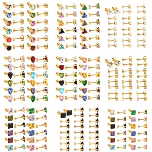 Stainless Steel Kids Earring Small Gift Economic Birthday Stone Gifts Lady Stud Earring Woman