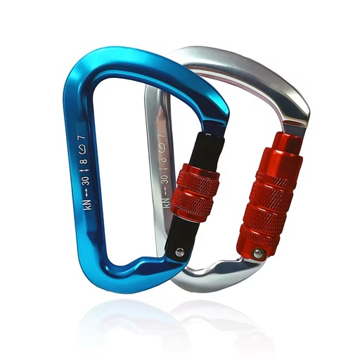 7075 Aviation Aluminum D-type Automatic Lock Carabiner Rock Climbing Master Lock Aerial Yoga Hammock Hook 30KN Custom