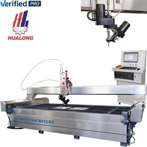 Waterjet Cutting Machine Cnc Water Jet Cutter 5 Axis Head Glass Crystal Stone Metal Plate and Pipe Cut