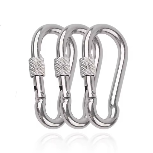 Grade 304 5*50mm Industrial Carabiner Stainless Steel Safety Snap Hook with Screw for Climbing Metal Size