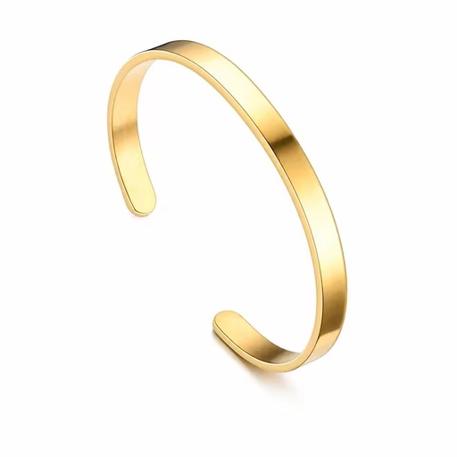 Open-end Stainless Steel Polished C-shaped Bangle Minimalist Classic 18k Gold Plated Customizable Unisex -proof Non-fading