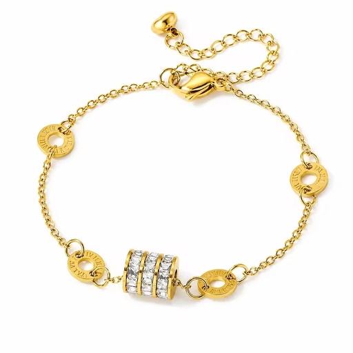 Stainless Steel 18k Gold Stainless Steel Wedding Set Women's Cubic Zirconia Clavicle Chain Bracelet Necklace