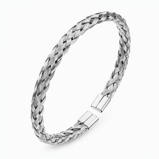 18K Gold-Plated Stainless Steel Wire Braided Open Cuff Trendy Party Hip-Hop Unisex Bangle Gift
