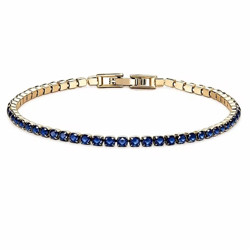 Colorful Synthetic Zircon Prong-set Bracelet, Elegant Women's 18k Gold Stainless Steel Trendy Chic Boutique Bracelet