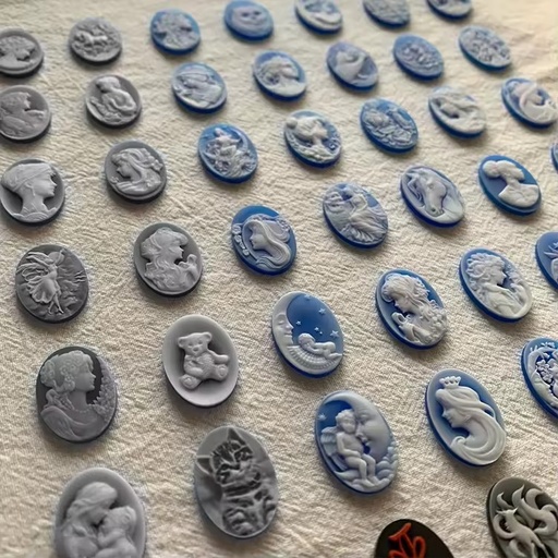 Artificial Agate Cameo Wholesale 18x25mm Black Onyx Cabochon 3D Relief Craftsmanship Loose Gemstone OEM Bulk