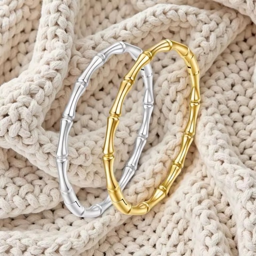 18k Gold-plated Waterproof Swimming Bamboo-style Plain Ring Women's Polished Fashion Luxury Boutique Rose Gold Bracelet