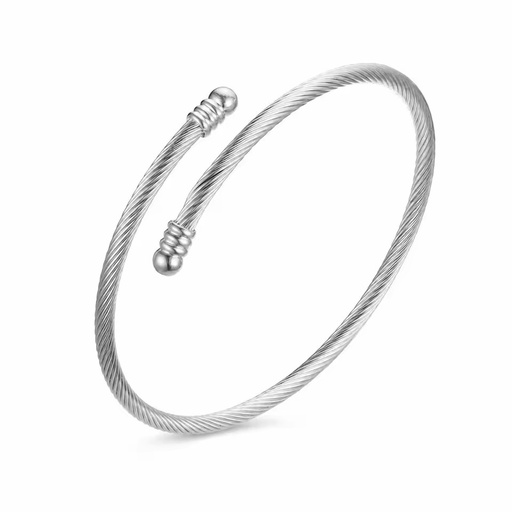 18k Gold-plated Wire Wrapped Open Minimalist Double Round Head Elegant Exquisite Open Bangle