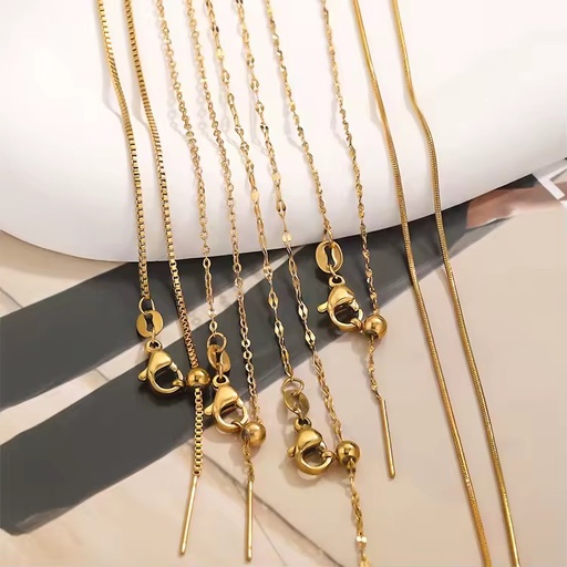 Wholesale Stainless Steel 18K Gold Plated 18inches Universal Chain Adjustable Chain for DIY Bracelet Necklace Jewelry Making