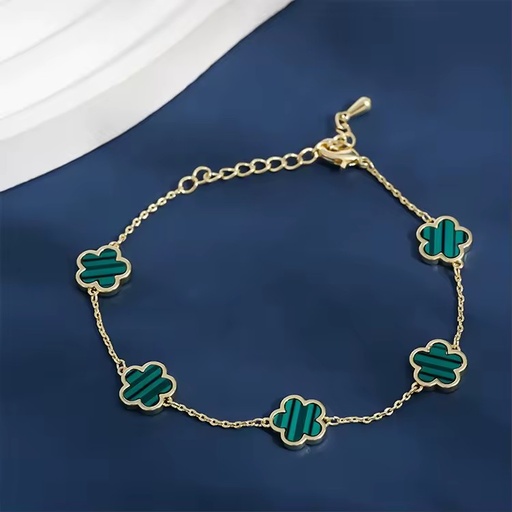 New Fashion Jewelry Adjustable Gold Plated Five Leaf Clover Link Chain Bracelet Earrings Necklace Jewelry Set for Women