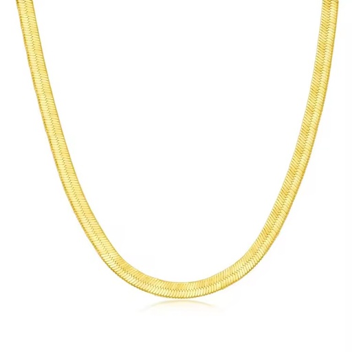 Wholesale S925 Sterling Silver Jewelry 18K Gold Plated Non Tarnish 3mm 5mm Flat Herringbone Snake Chains Necklace