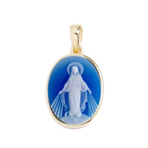 Customized Catholic Virgin Mary Amulet Jewelry Agate Cameo De Guadalupe Medal 925 Sterling Silver Religious Pendant