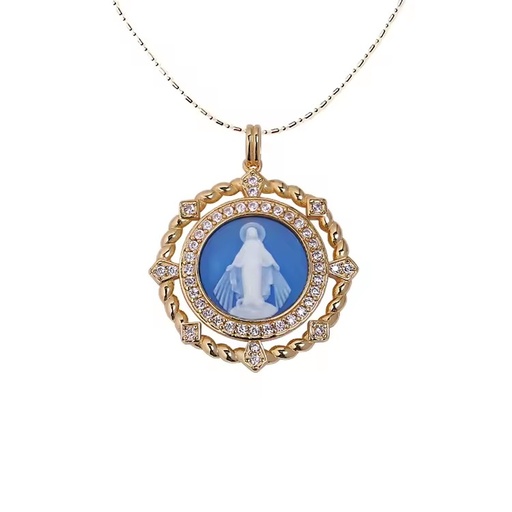 Factory RTS 925 Sterling Silver Virgin Mary Religious Jewelry Our Lady of Guadalupe Agate Cameo Catholic Pendant Necklace