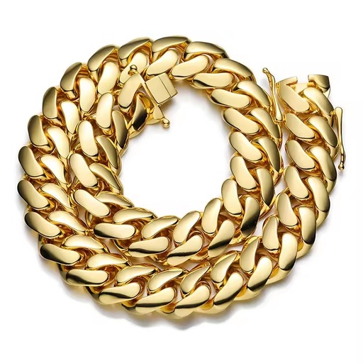 Hot Selling Wholesale 10MM 22MM 18K Gold Plated Stainless Steel Fashion Miamist Big Cuban Link Chain Necklace for Men