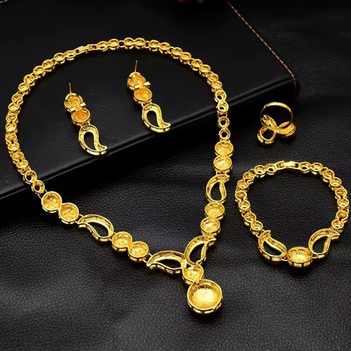 Dubai Luxury Nigerian Wedding Golden Necklaces for Women Set Bridal Jewelry Sets Indian Party Jewellery Engagement Gifts