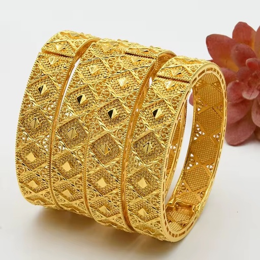 Chinese Chunky Bangles Gold Plated Alloy Copper Luxury Wedding Jewelry Joias De Luxo Fancy Jewellery for Ladies Women