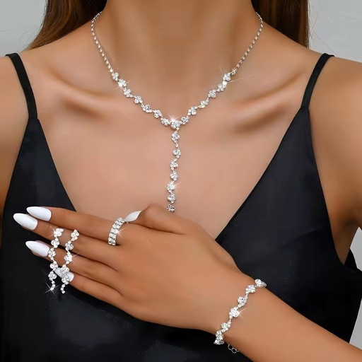 Custom Fashion Jewelry Sets Exquisite Luxury Tassel Silver Plated Copper Alloy Wedding Party Claw Chain Necklaces for Women Set