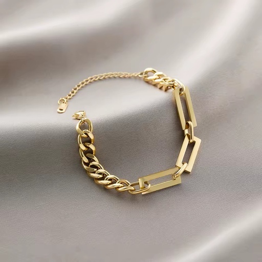 Dainty Silver Gold Men's Trendy 14K Gold Plated Waterproof Cubic Zirconia Stainless Steel Stackable Charm Bracelet Heart