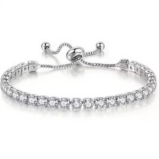 JeweBella Silver Plated Classic Adjustable Tennis Bracelets Set Crystal Rhinestone Zirconia Women Girlfriend Mother Wife Gift