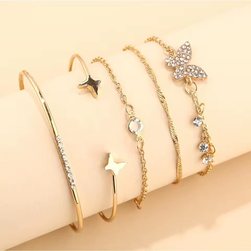 Women's 14K Gold Plated Brass Cuff Bracelets Set Stackable Waterproof Trendy Gift