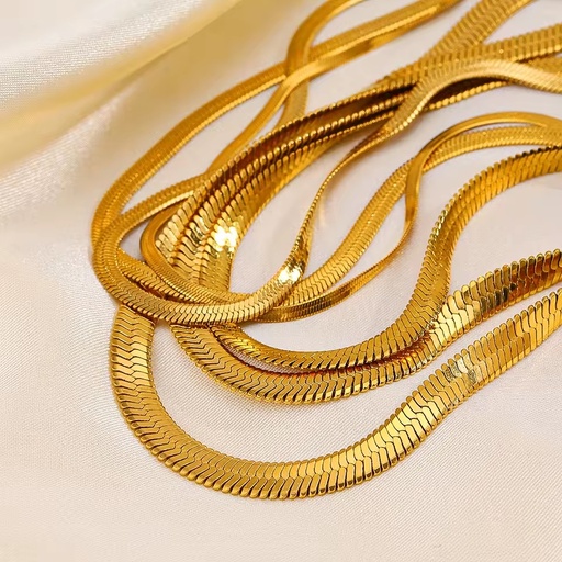 Stainless Steel Snake Bone Chain 18K Gold Plated Minimal Elegant Women Necklace Popular European American Fashion Jewelry