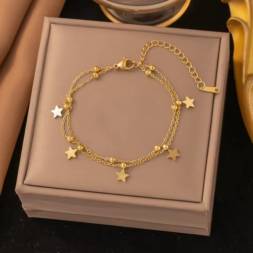 Women's Brass Zinc Alloy Zircon Inlaid Hologram Multi-layer Link Chain Trendy Anniversary Gift Bracelet