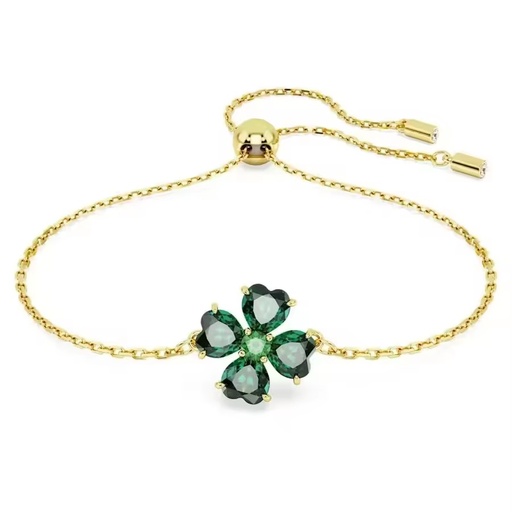 Vintage Mixed Cut Clover Bracelet Green Gold Plated Finish 24cm Length One Size Brass Cubic Zirconia Women's Gift