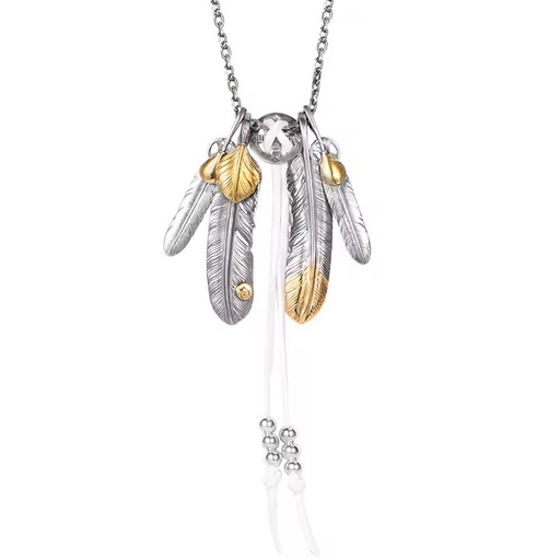 Marvelcolour 950 Sterling Silver Eagle Feather Charms Necklace Accessories for Men