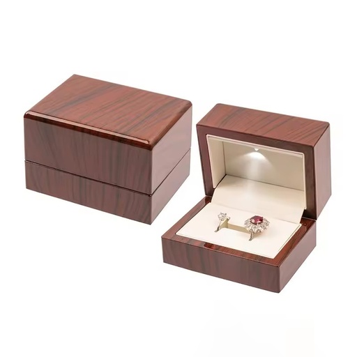 Wooden Championship Ring Display Case with Light