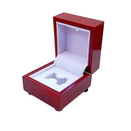 Luxury Wooden LED Championship Ring Box with Velvet Lining Jewelry Display Case for Sports Award