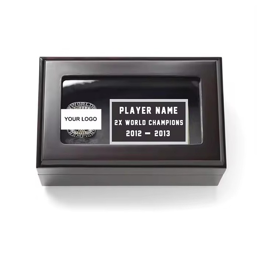 Matte Black Lacquer Finish Luxury Wooden Championship Ring Display Box