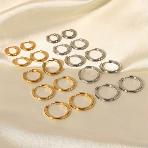 Wholesale Minimalist Tube Huggie Earrings 18k Gold Plated Stainless Steel Hoop Earrings for Women