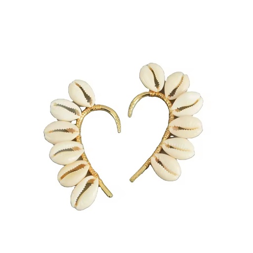 Bohemia Creative Gold Plated Cowrie Earrings Ear Cuff No Piercing for Women Jewelry