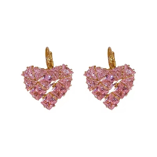 Korea Minimalist Zircon Heart Copper Electroplated Clip-on Earrings Fashionable Elegant All-matching Light-luxury Ear