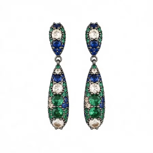 Vintage Silver Needle Drop Earrings Zircon Teardrop Design Light Luxury High-End Feel Retro Exquisite Women's Wholesale