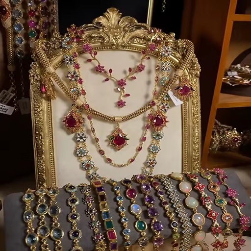 Mid-Aged Vintage Light-Luxury Alloy Necklace Court-Style Heavy-Duty Rhinestone-Inlaid Waterdrop Clavicle Chain High-End Retro